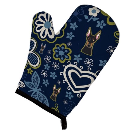 Carolines Treasures Blue Flowers Doberman Pinscher Oven Mitt BB5096OVMT